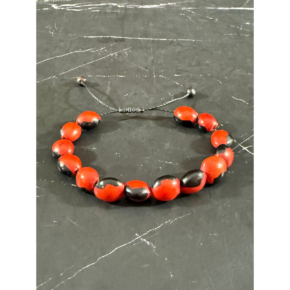 Handmade Red Black Huayruro Seed Bracelet Made in Peru